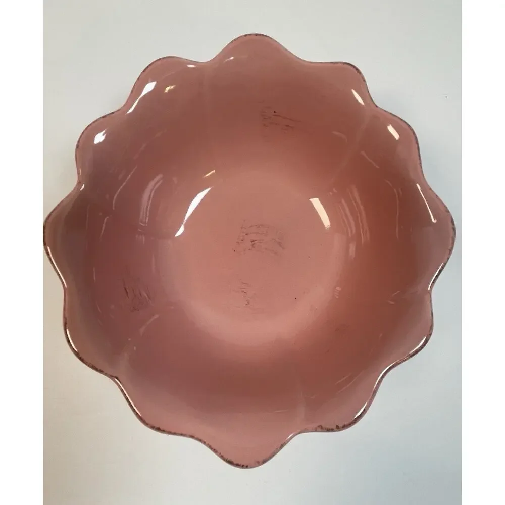 Set Of 2 Pink Vintage Victorian Rose Gibson Bowls With Ruffled Edge 7” Diameter
